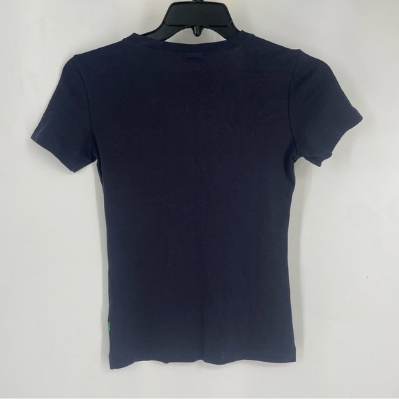 Jackpot Daily Organic Cotton Embroidered Floral Tee Shirt Navy Blue Small Boho - Picture 4 of 6